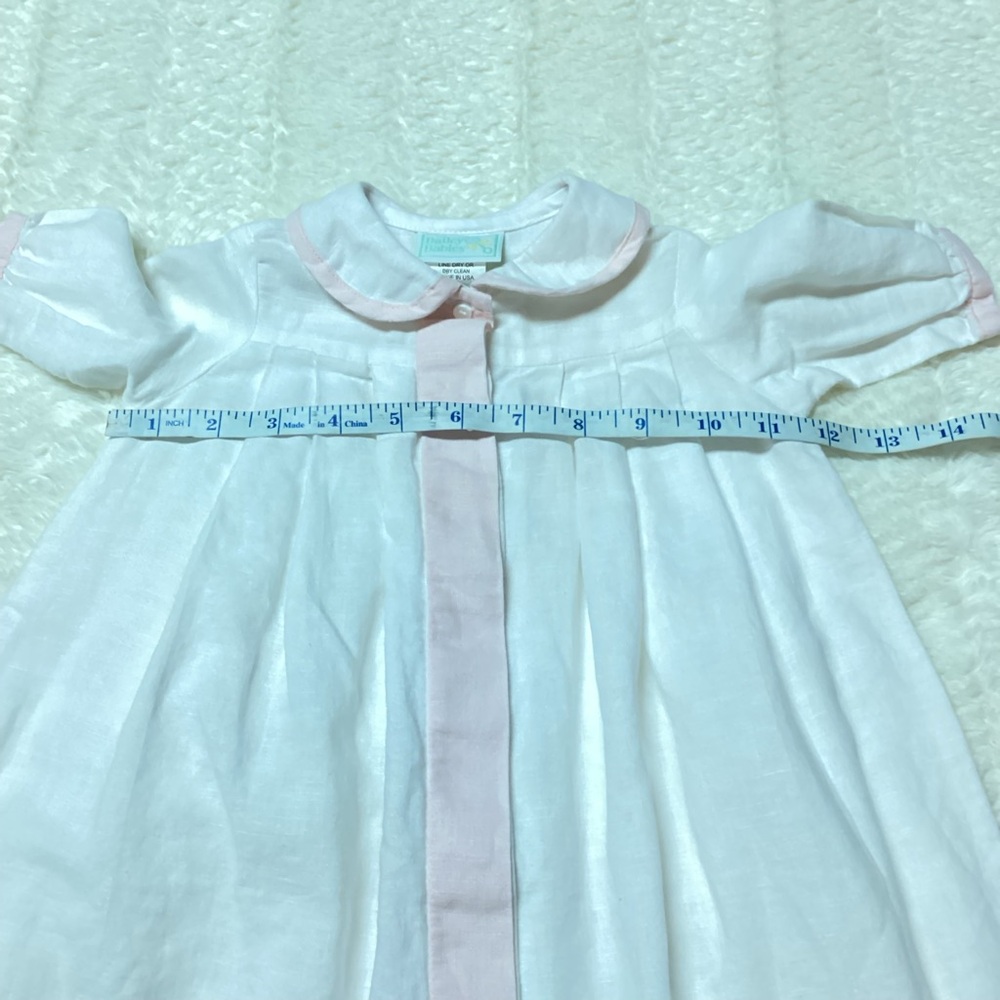 Bailey Babies USA Newborn Ruffle Front White/pink Daygown Linen - Picture 2 of 5